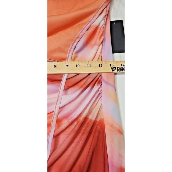 Caution To The Wind Women's Small Tie Dye Midi Halter Ruched Bodycon Mesh Small - Picture 4 of 5